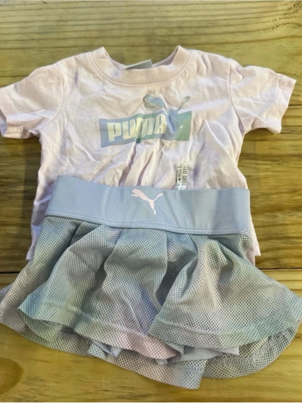 Puma Girls Pastel Pink Tee and Lavender Mesh Skirt